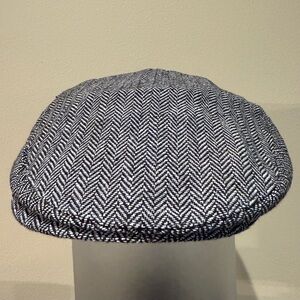 Flat Cap Newsboy Cabbie Herringbone Wool Blend